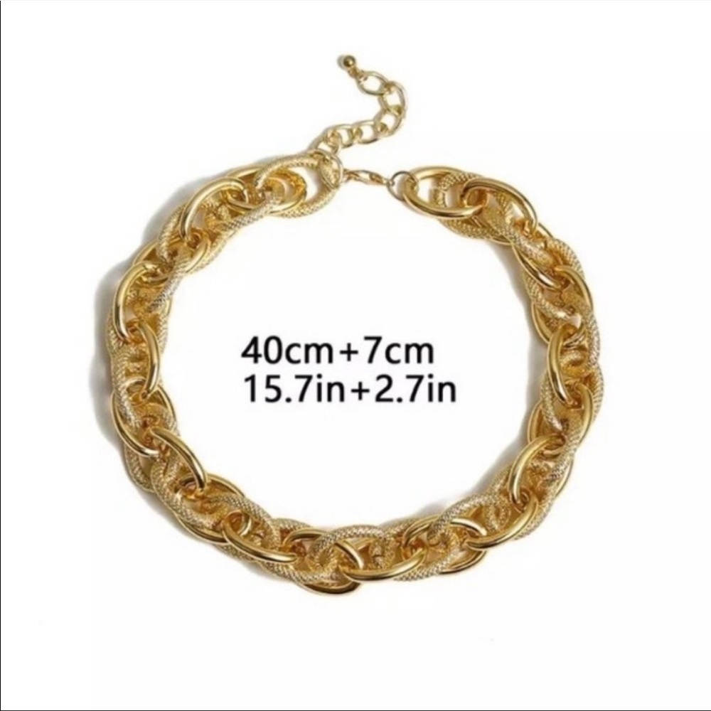 NEW 18K CHUNKY CHOKER CHAIN NECKLACE - Picture 6 of 6